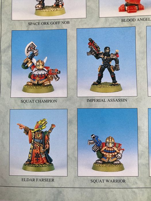 May be an image of text that says 'SPACE ORK GOFF NOB BLOOD ANGEL আব SQUAT CHAMPION IMPERIAL ASSASSIN ELDAR FARSEER SQUAT SQUATWARRIOR WARRIOR'