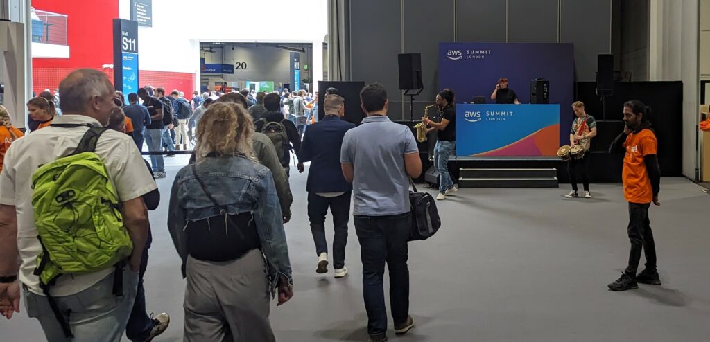 No recorded waiting music here, a live jazz band to pick up your pass